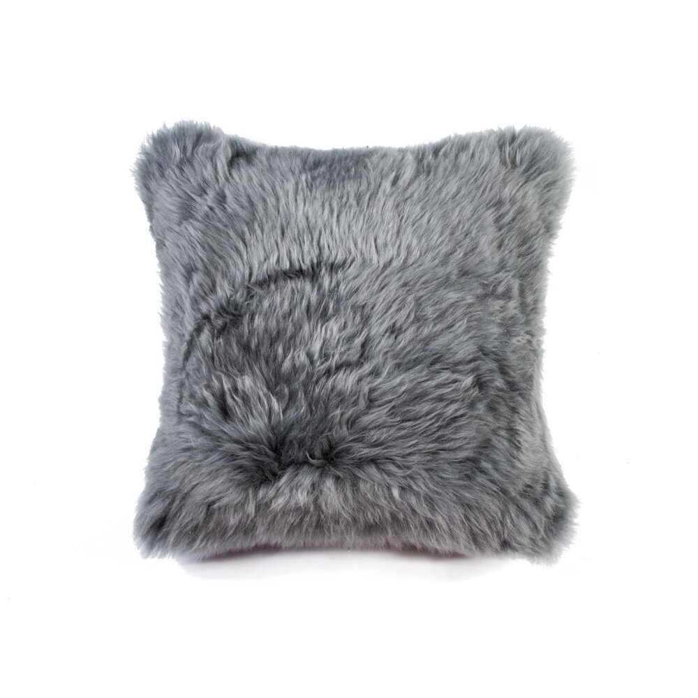 Natural Home Decor New Zealand Sheepskin Pillow | 1-Piece | Grey | 18"x18"